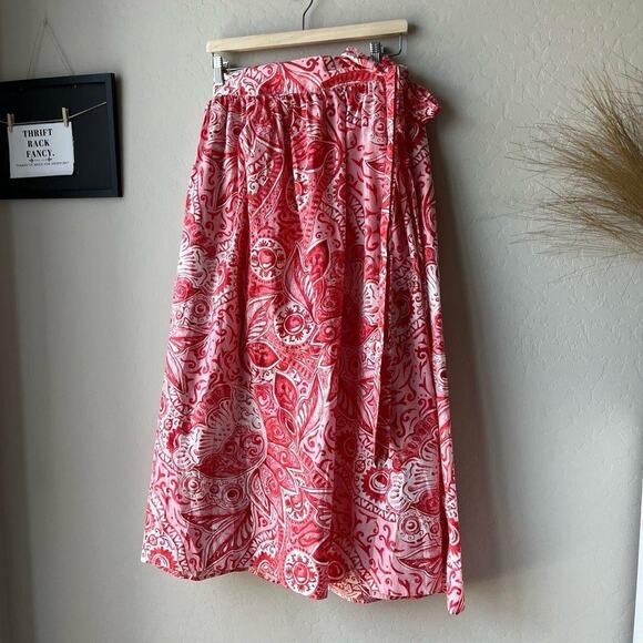 Mara Hoffman Skirt Wrap Paisley Print Red Katrine Midi‎ Skirt Plus Size 3X - Picture 3 of 8